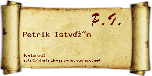 Petrik István névjegykártya