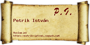 Petrik István névjegykártya